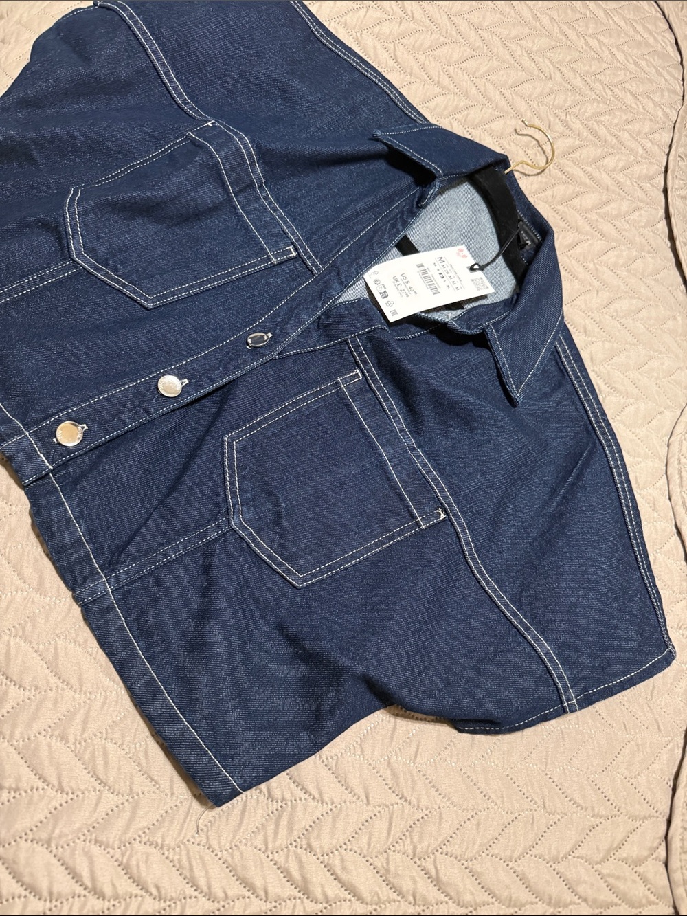 ZARA DENIM CROPPED TOP - Picture 7 of 16